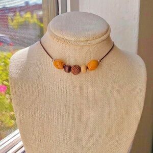 Earthy Rose Latte Wooden Beaded (Dark Brown) Necklace/Choker